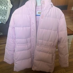 Talbots light pink puffer jacket, size medium